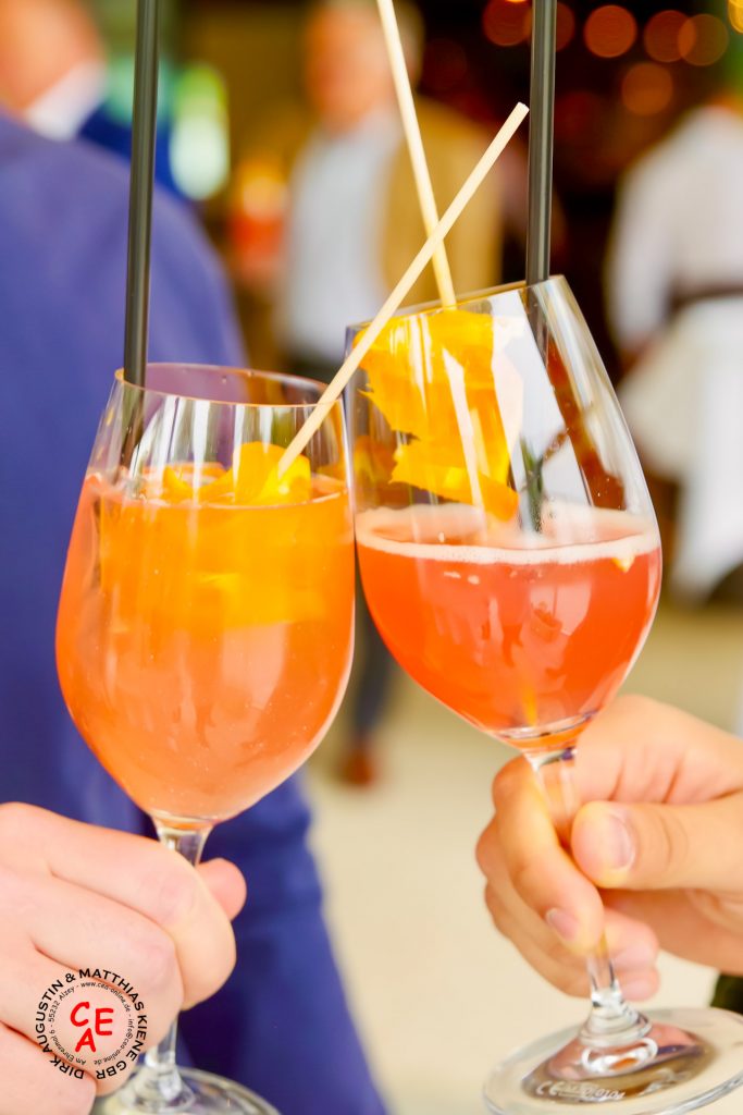 Das Bild zeigt zwei Getränkegläser die aneinander geführt werden.